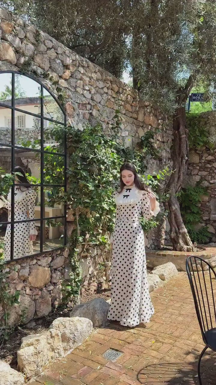 Vintage Noir Polka Dot Maxi Dress – The White Manifesto